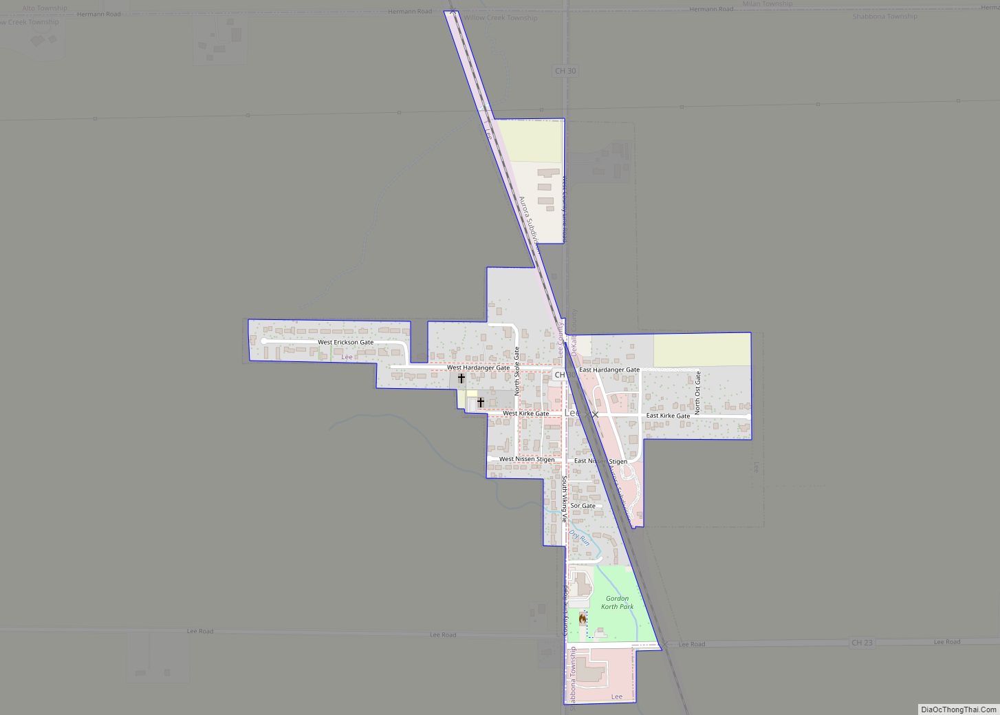 Map of Lee village, Illinois