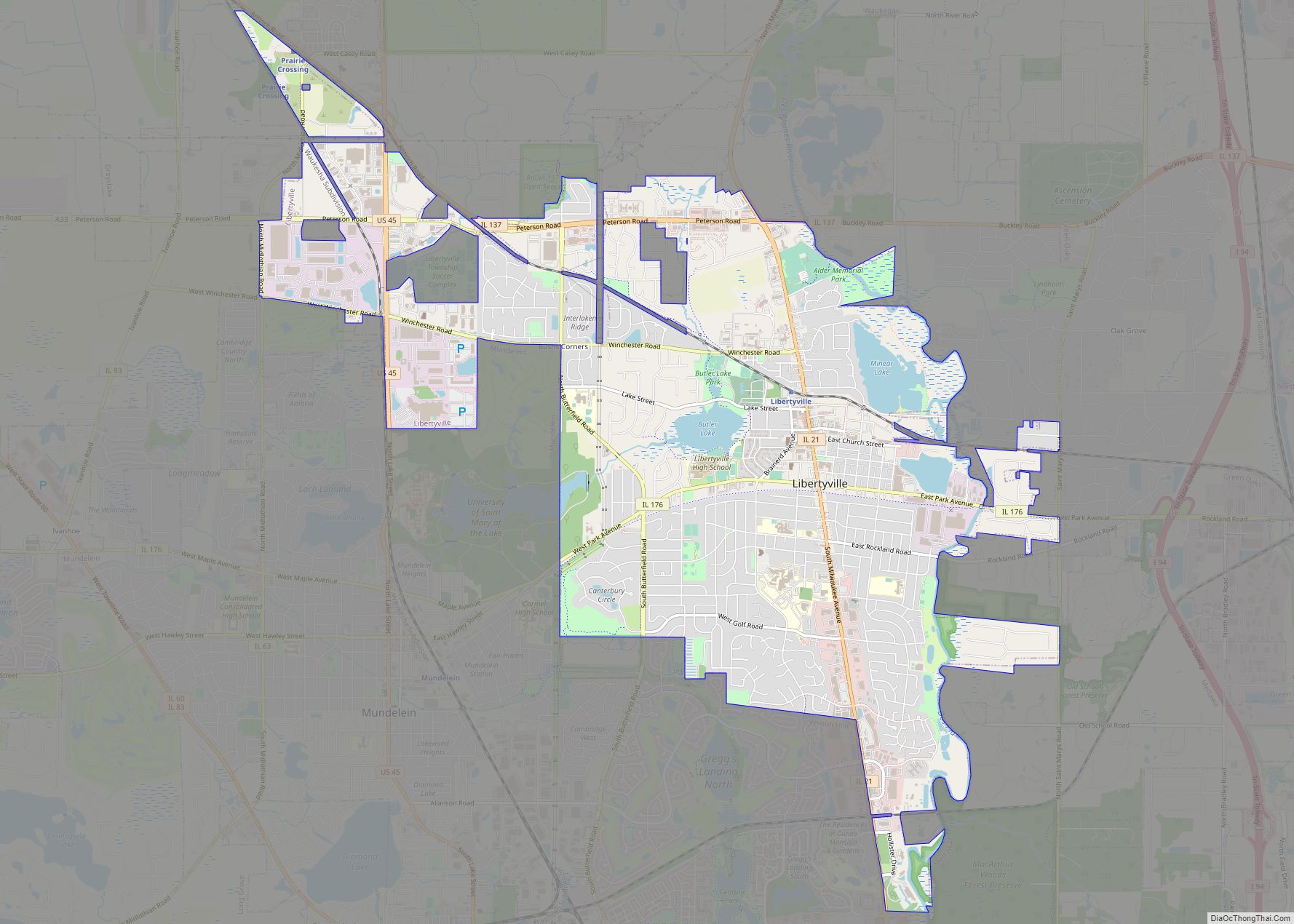 Map of Libertyville village, Illinois