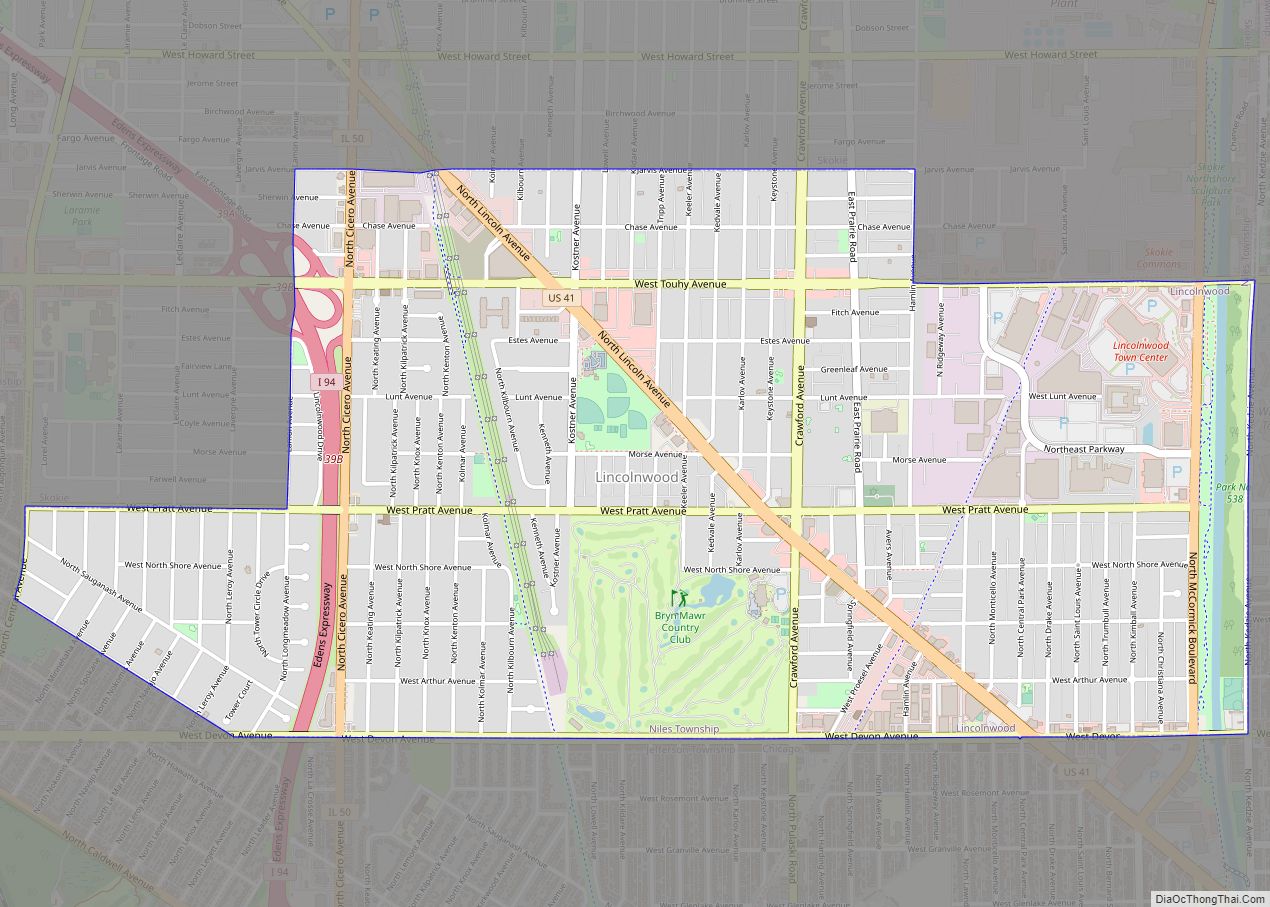 Map of Lincolnwood village