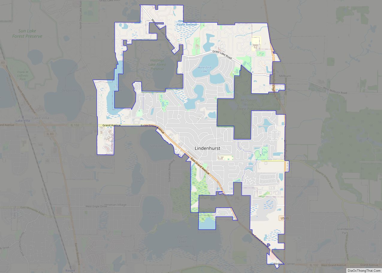 Map of Lindenhurst village, Illinois