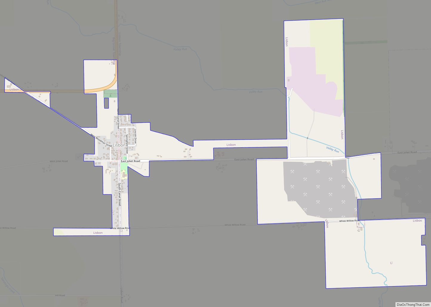 Map of Lisbon village, Illinois