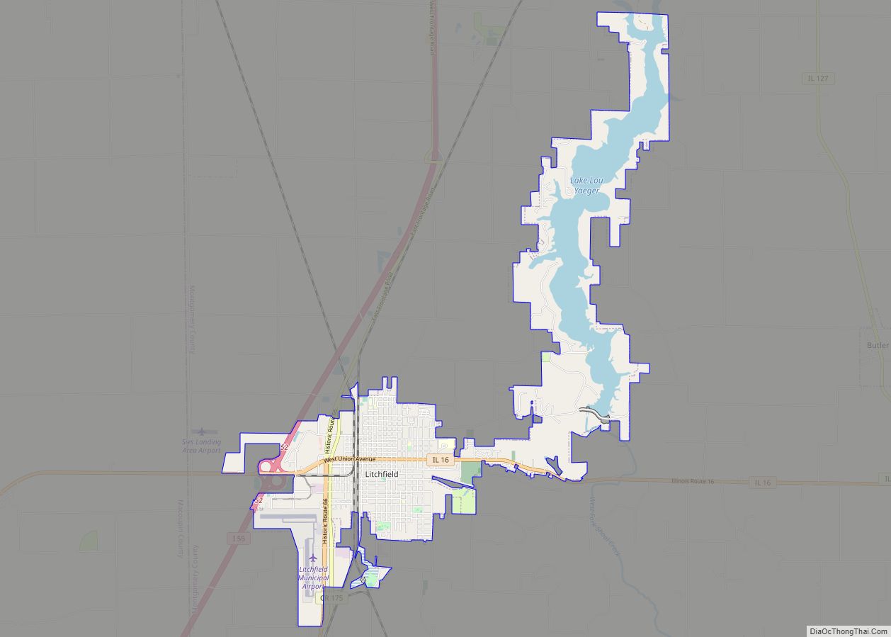 Map of Litchfield city, Illinois