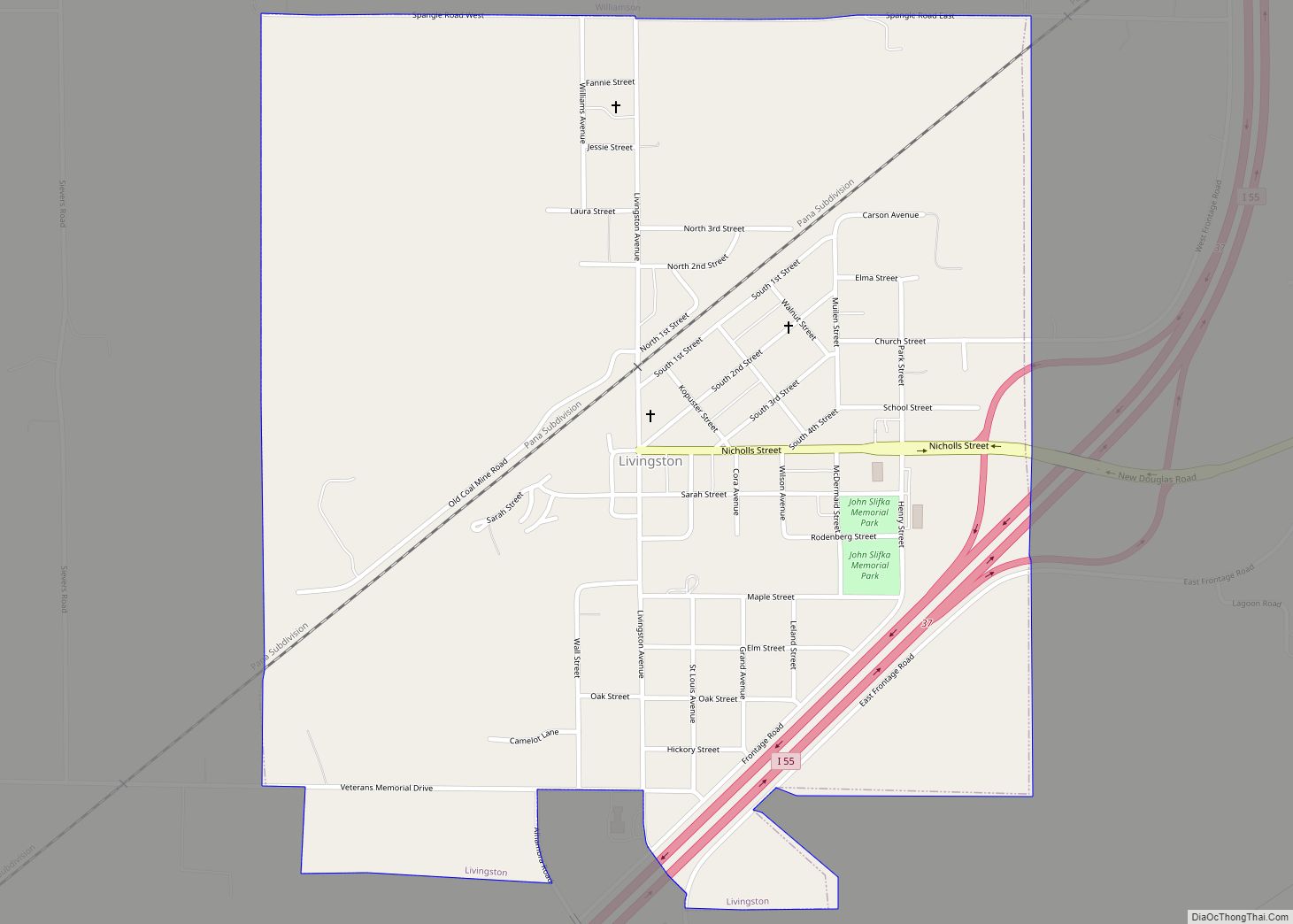 Map of Livingston village, Illinois