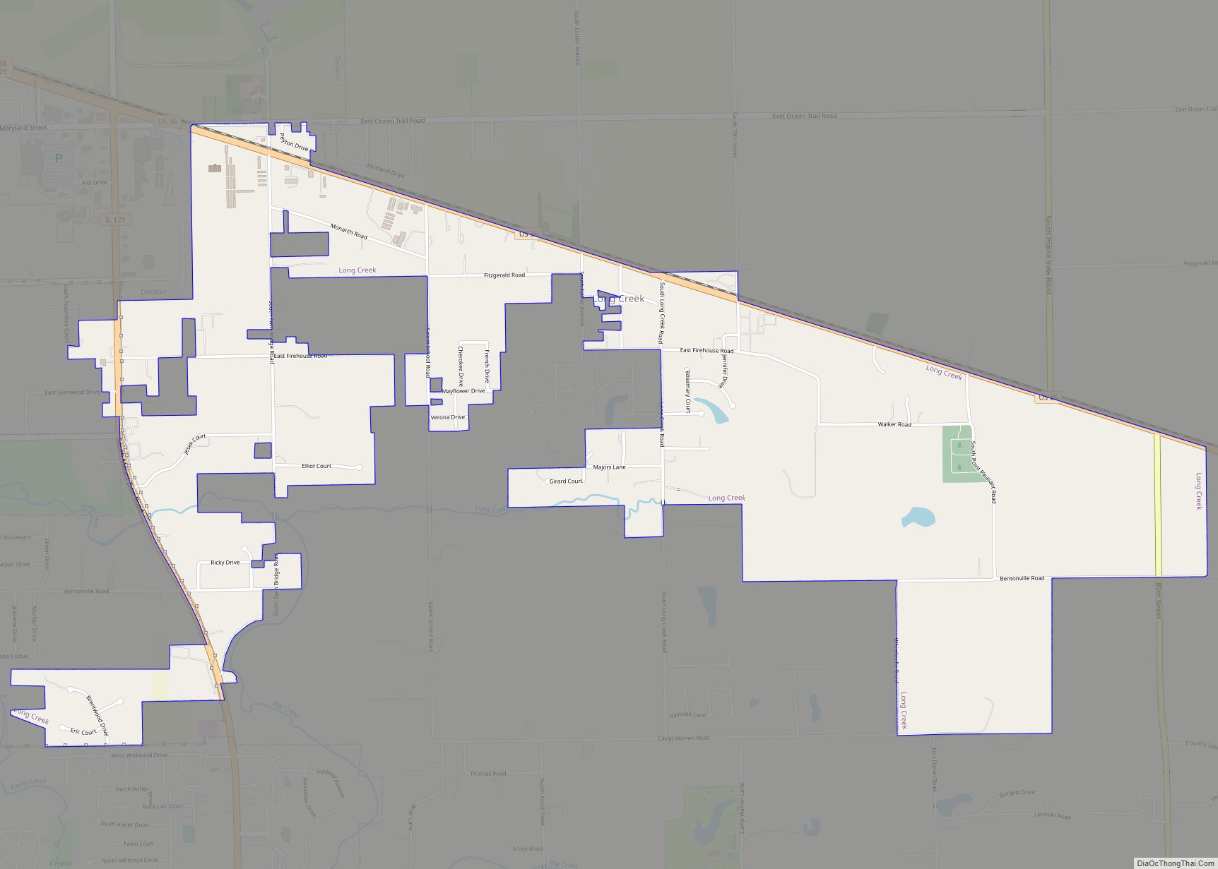 Map of Long Creek village, Illinois