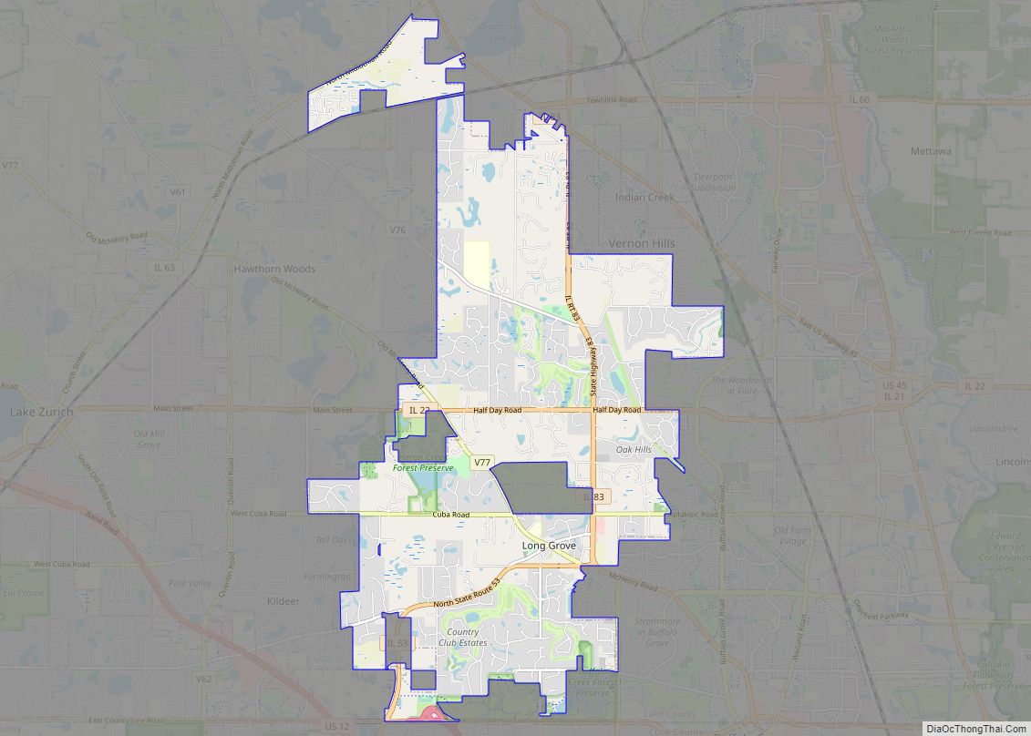 Map of Long Grove village, Illinois