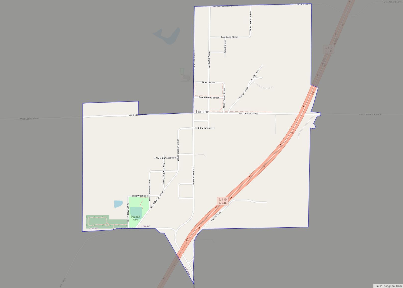 Map of Loraine village, Illinois