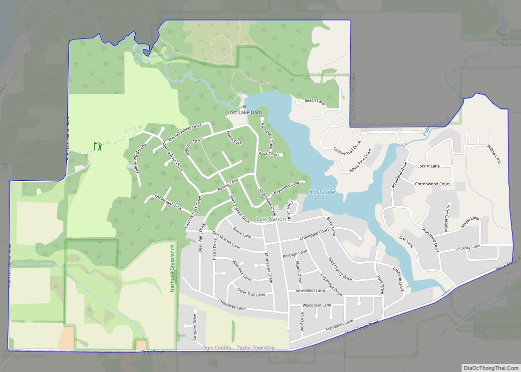 Map of Lost Nation CDP, Illinois