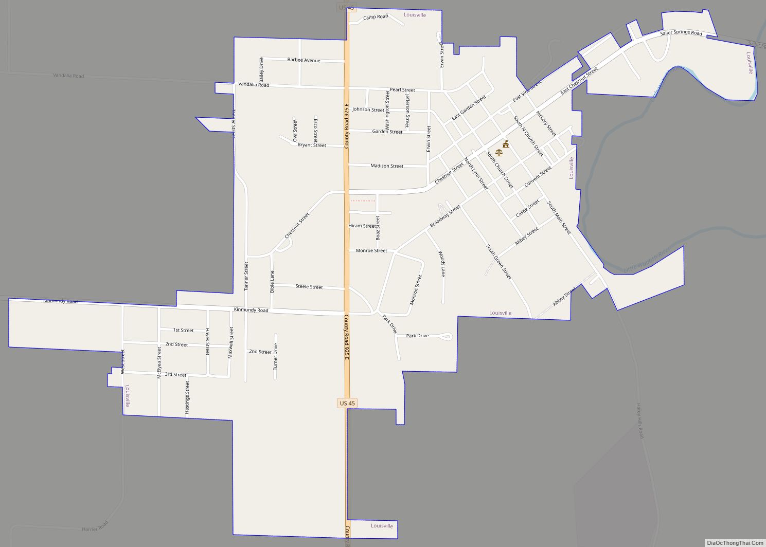 Map of Louisville village, Illinois