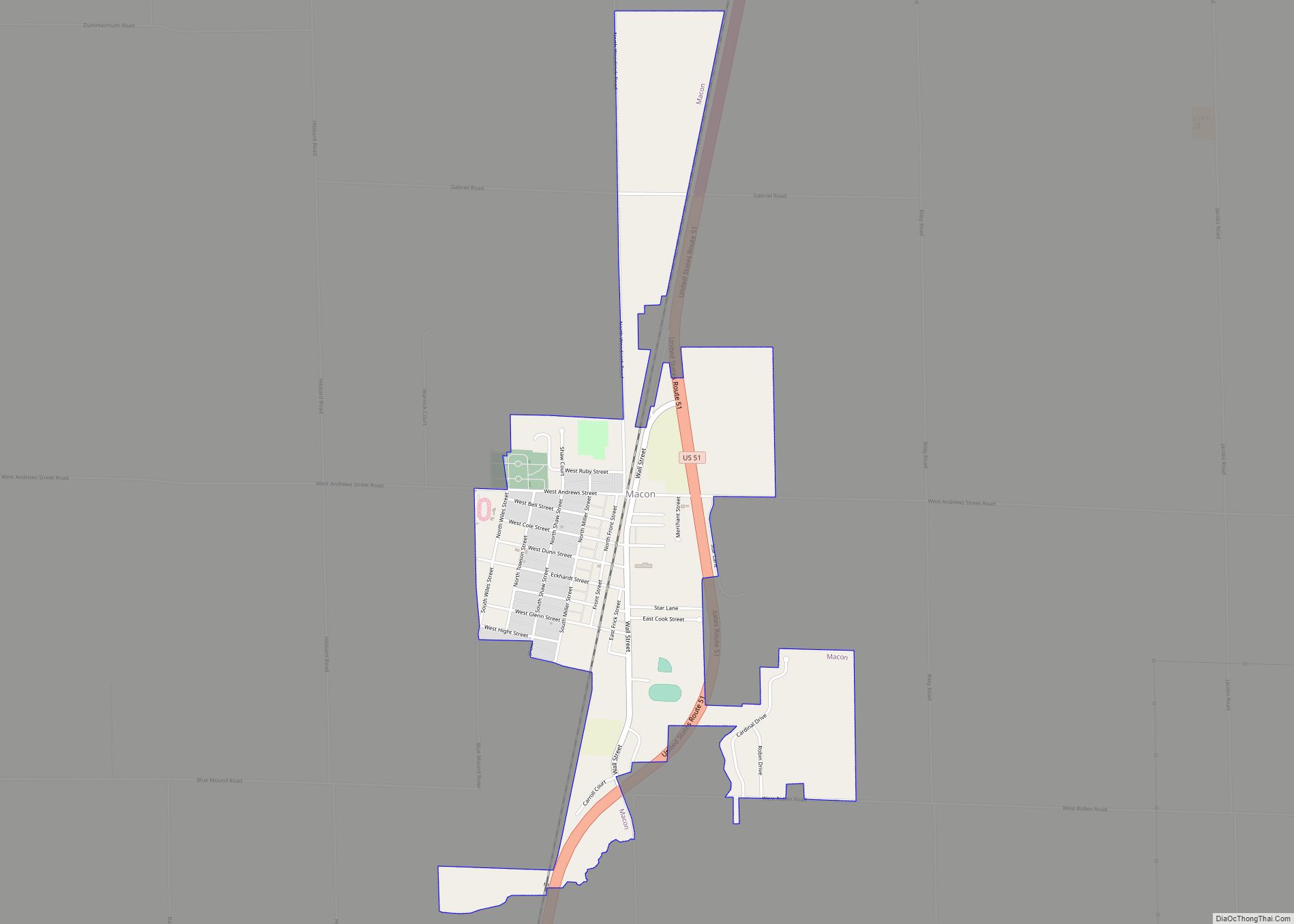 Map of Macon city