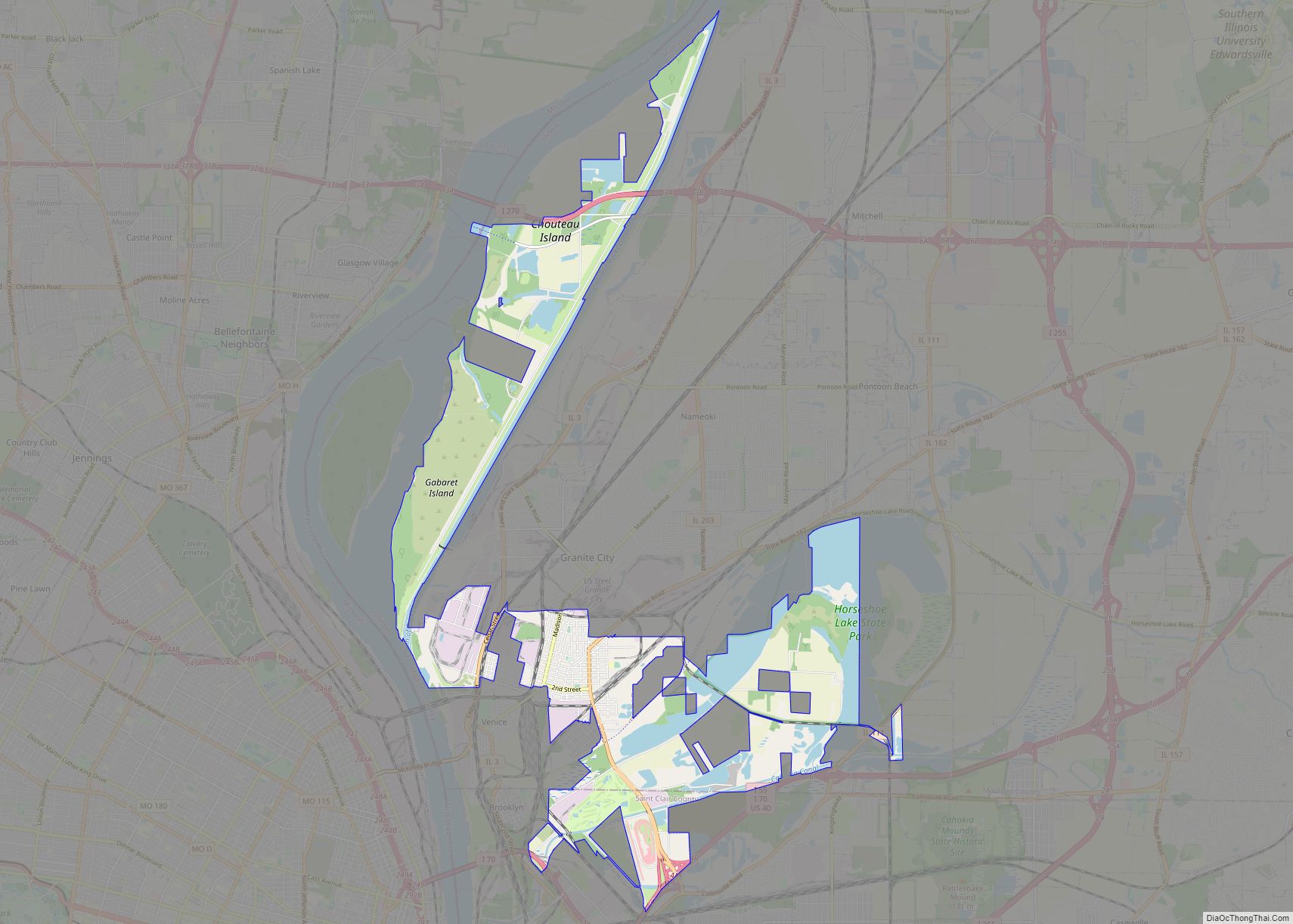 Map of Madison city, Illinois