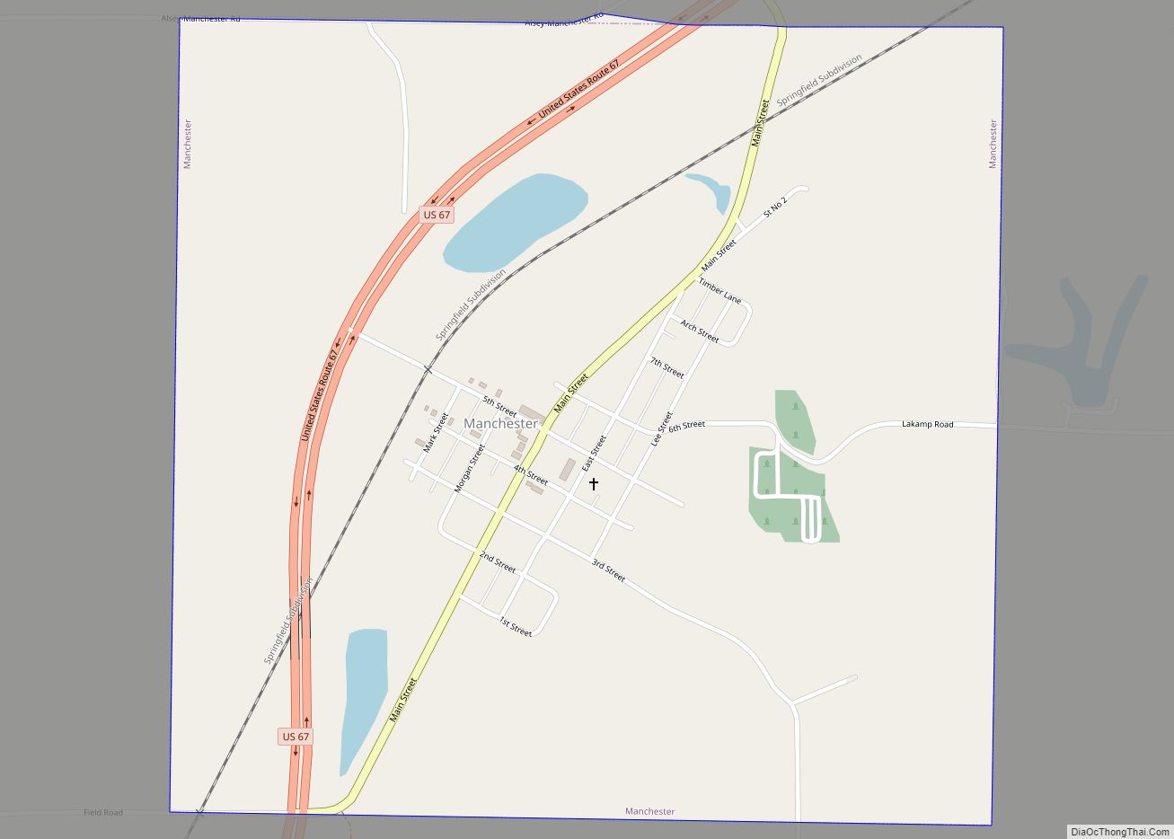 Map of Manchester village, Illinois