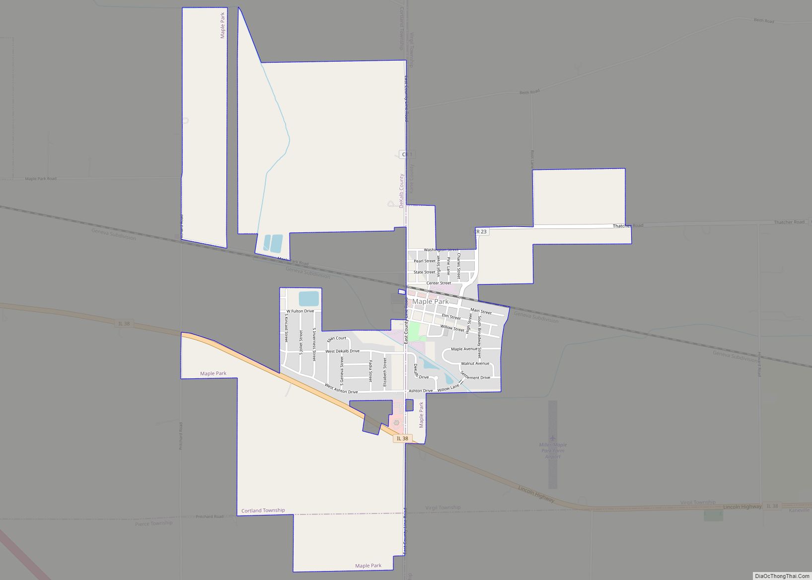 Map of Maple Park village