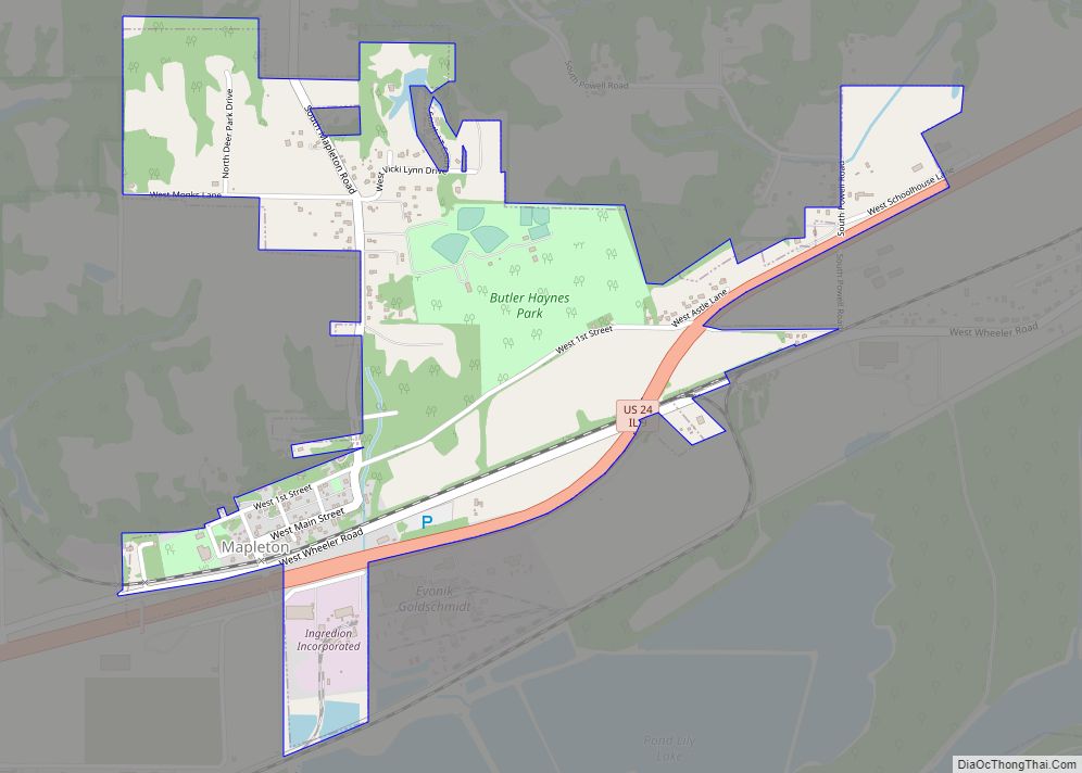 Map of Mapleton village, Illinois