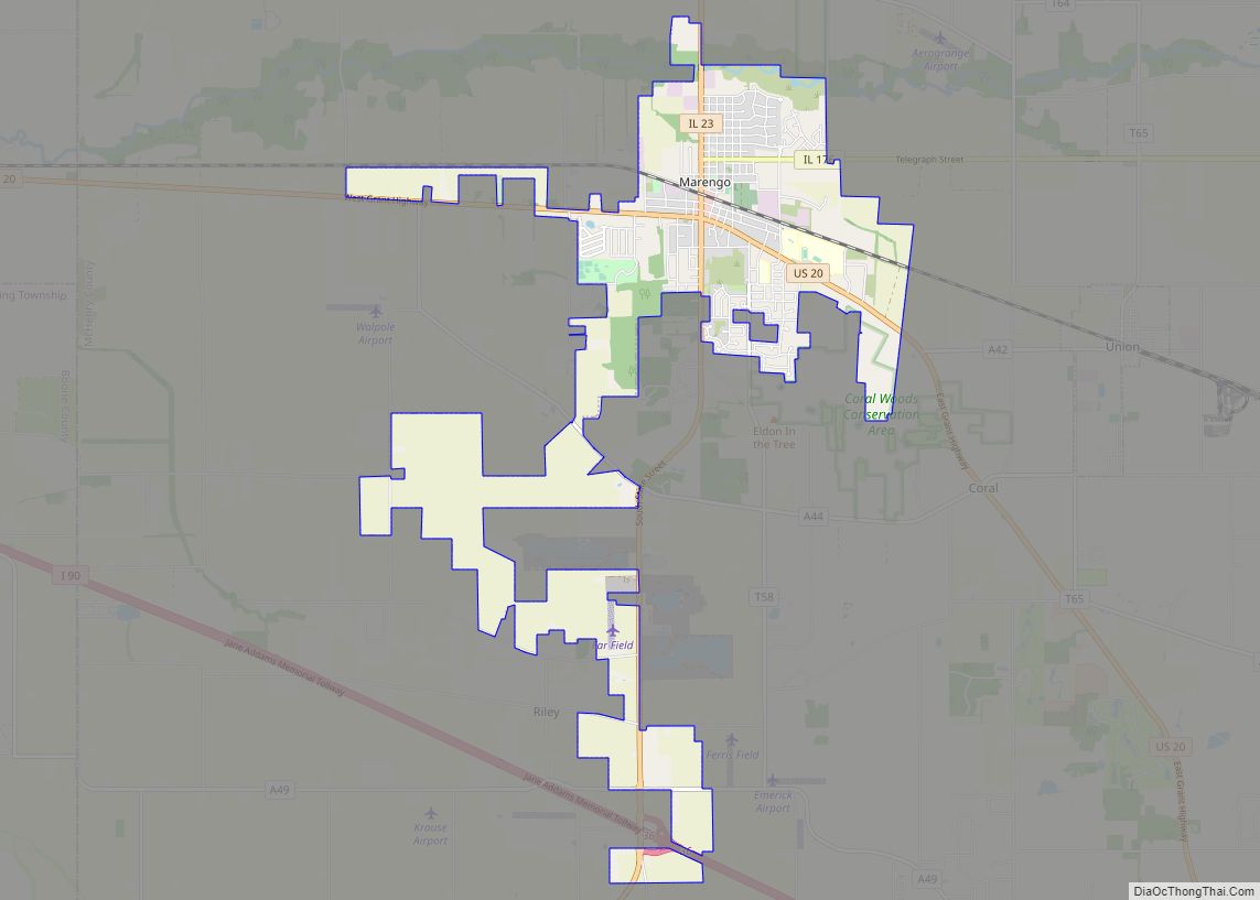 Map of Marengo city, Illinois