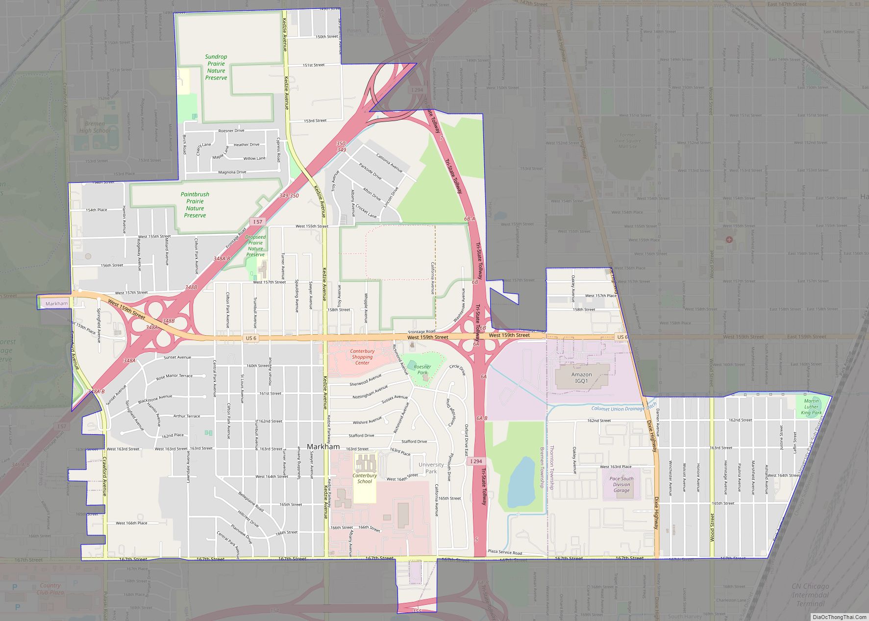 Map of Markham city