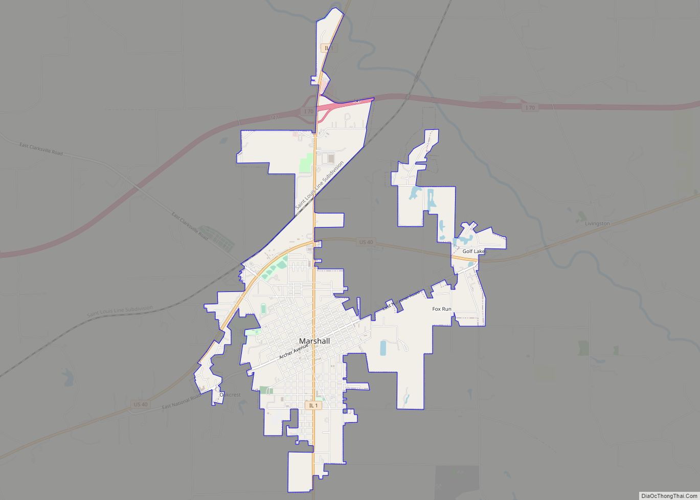 Map of Marshall city, Illinois