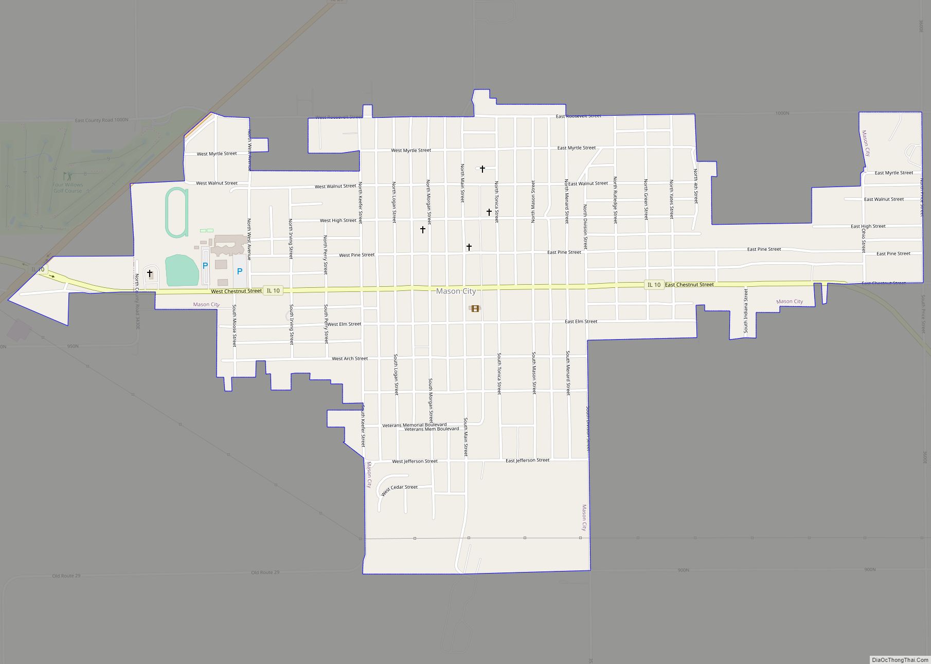 Map of Mason City, Illinois