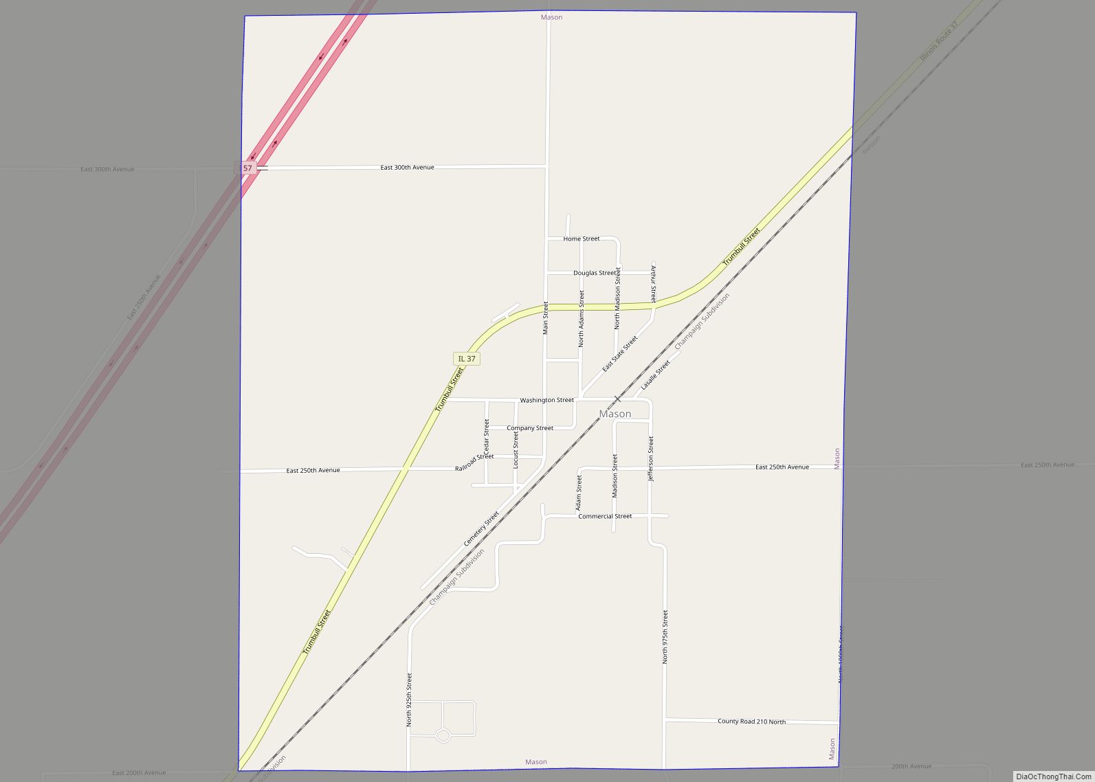 Map of Mason town, Illinois