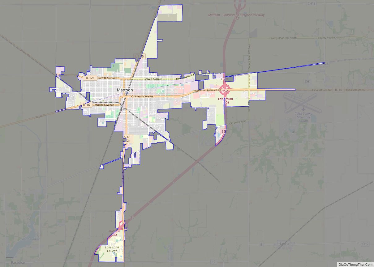 Map of Mattoon city, Illinois