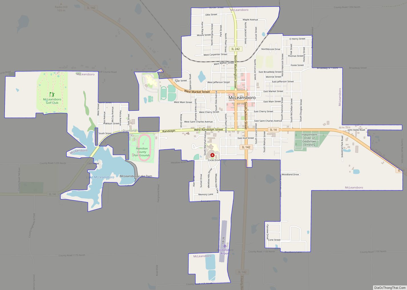 Map of McLeansboro city