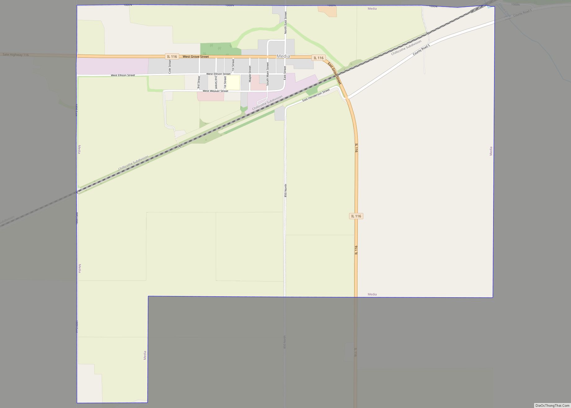 Map of Media village, Illinois