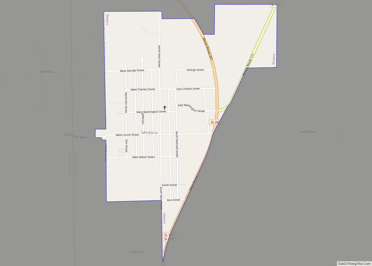 Map of Medora village, Illinois