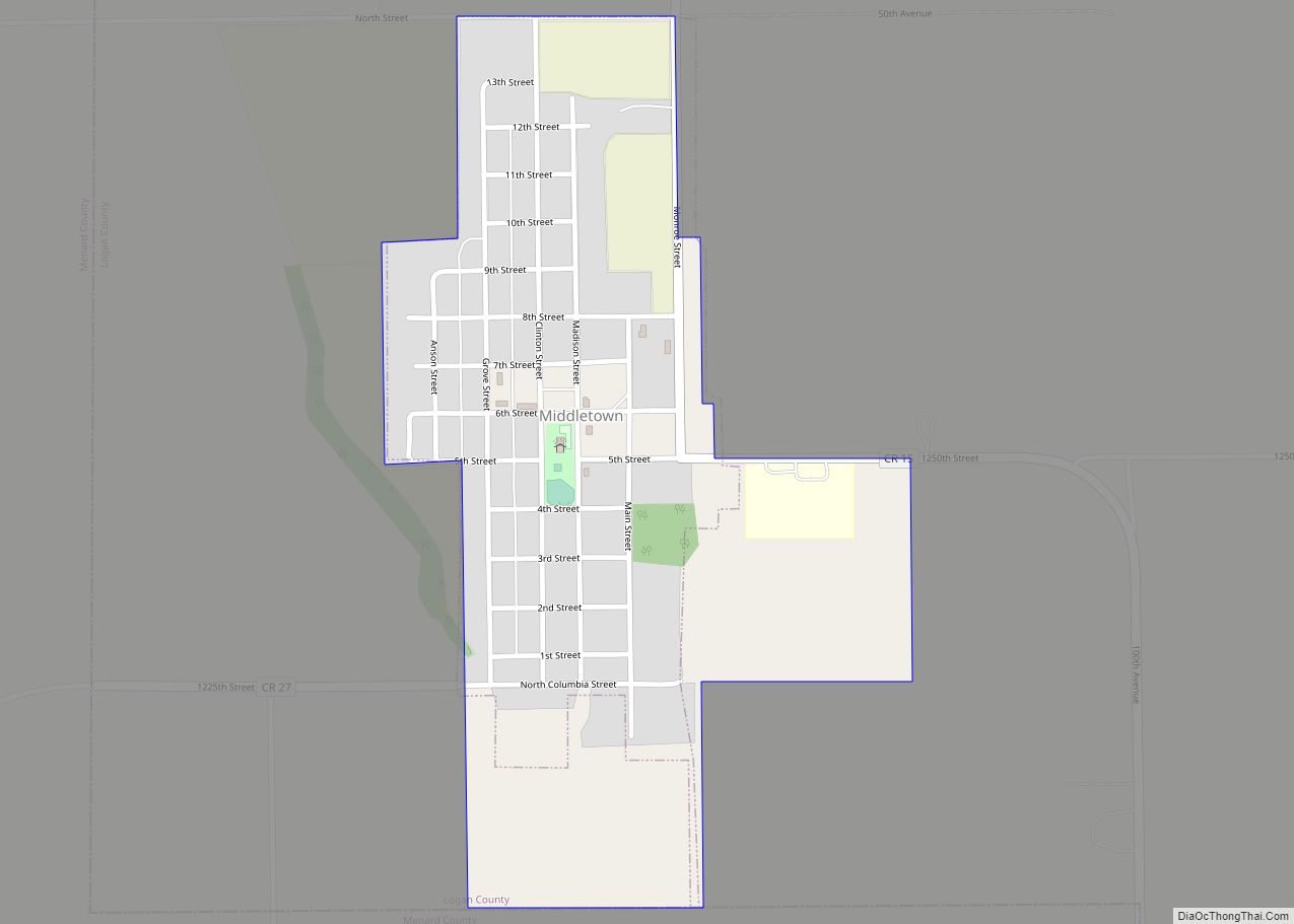 Map of Middletown village, Illinois