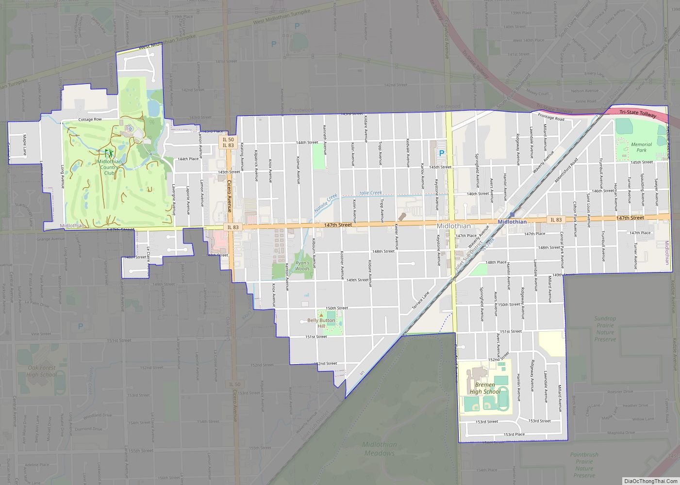 Map of Midlothian village