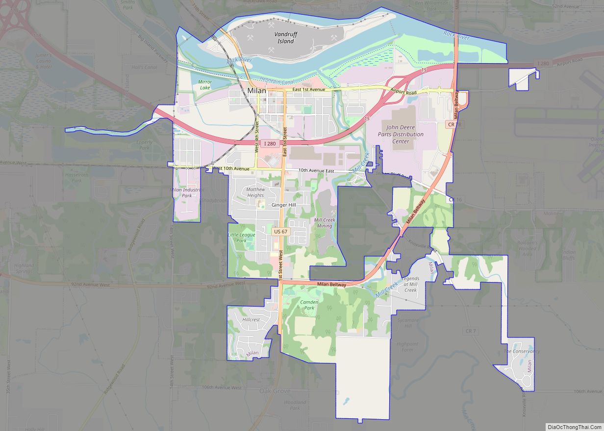 Map of Milan village, Illinois