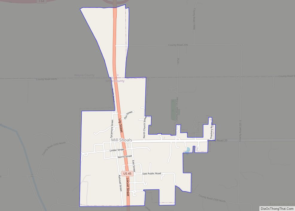 Map of Mill Shoals village