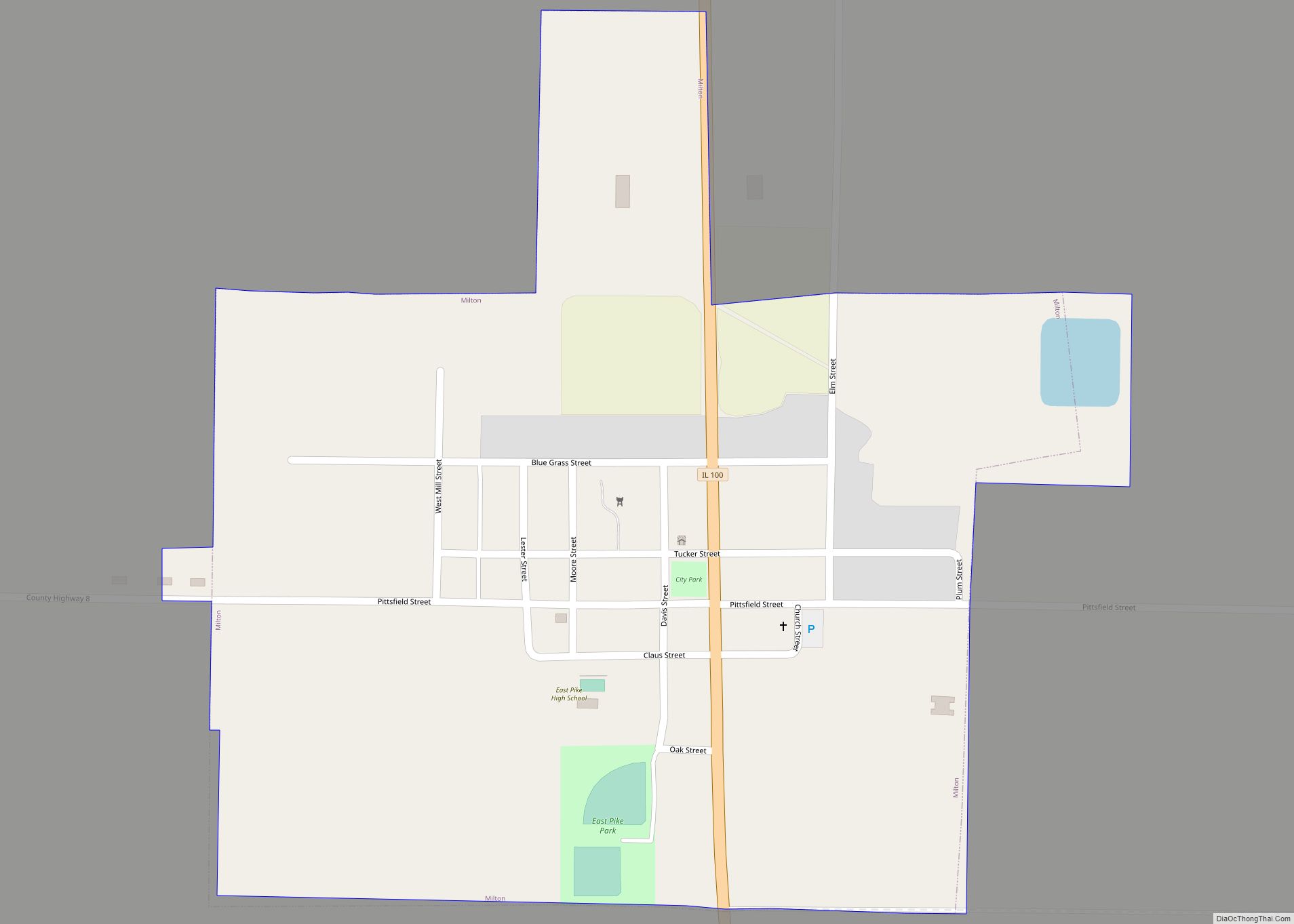 Map of Milton village, Illinois