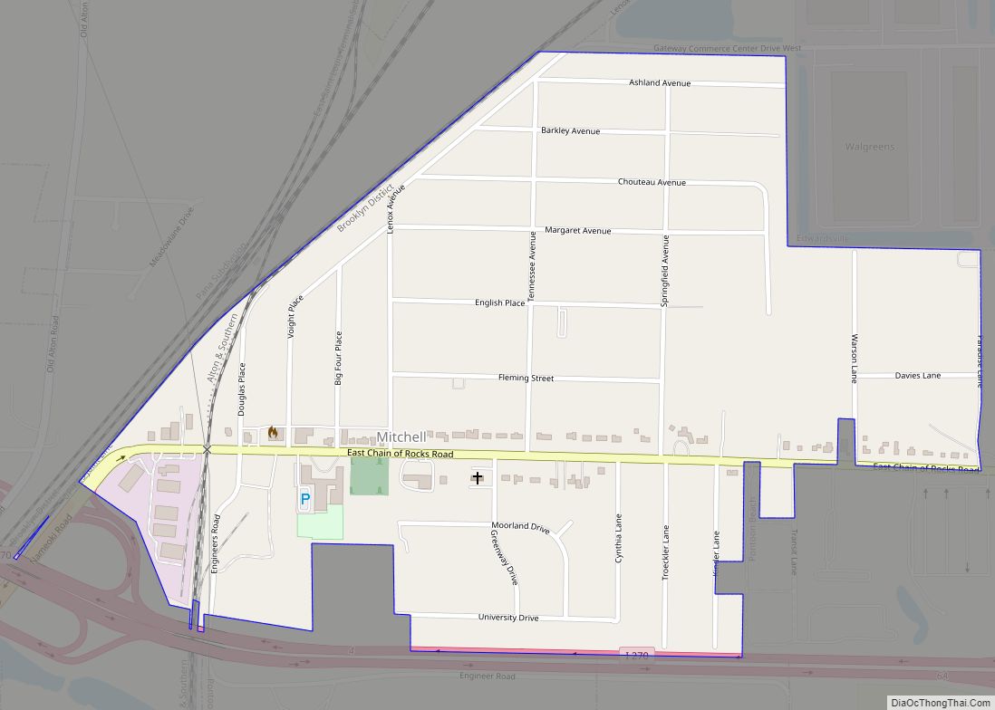 Map of Mitchell CDP, Illinois