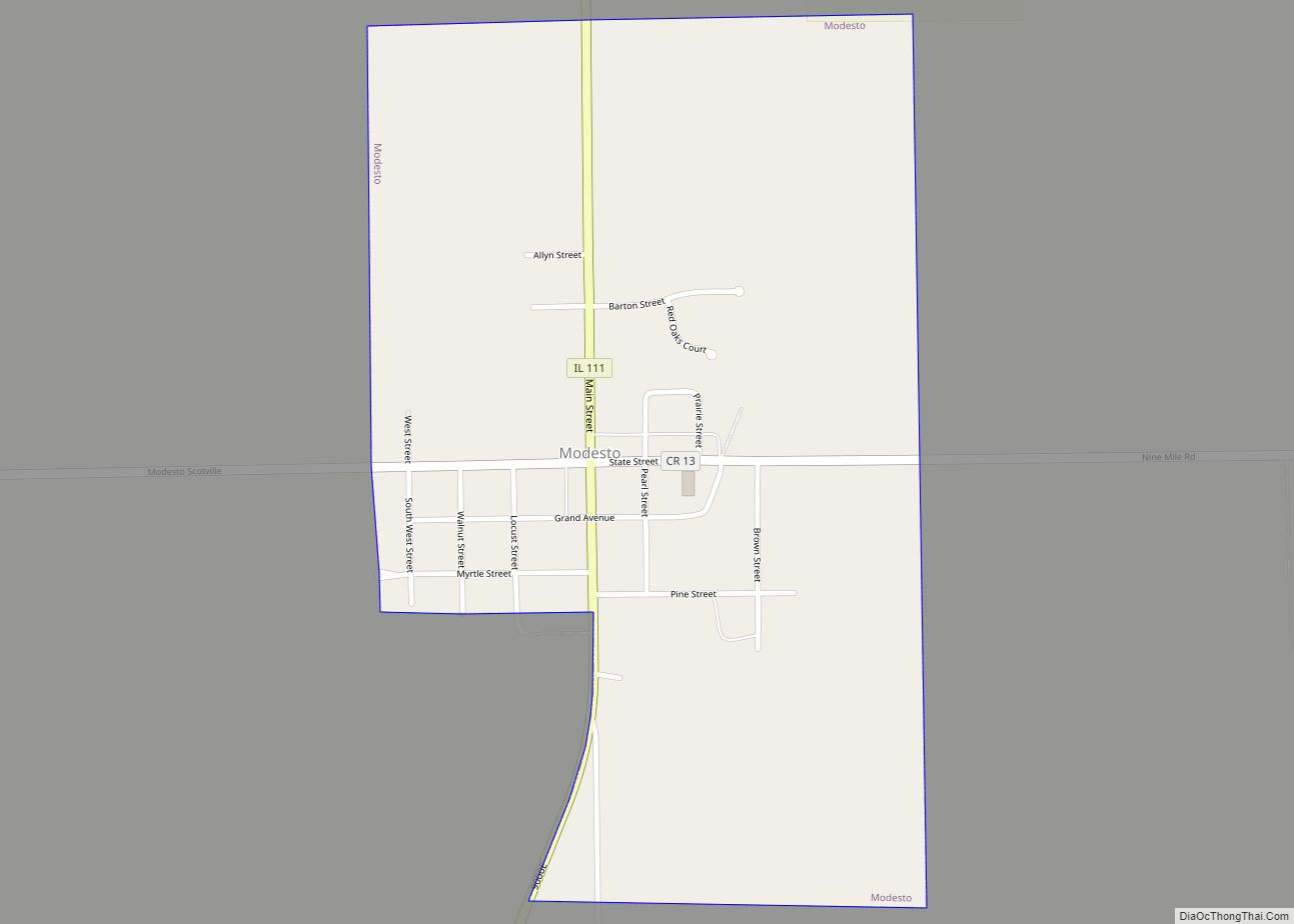 Map of Modesto village, Illinois