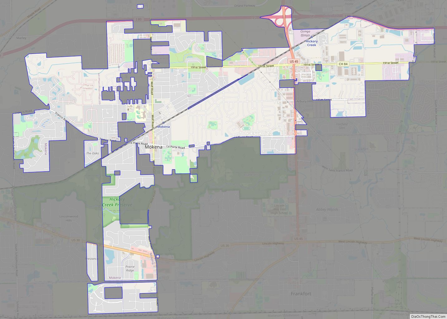 Map of Mokena village