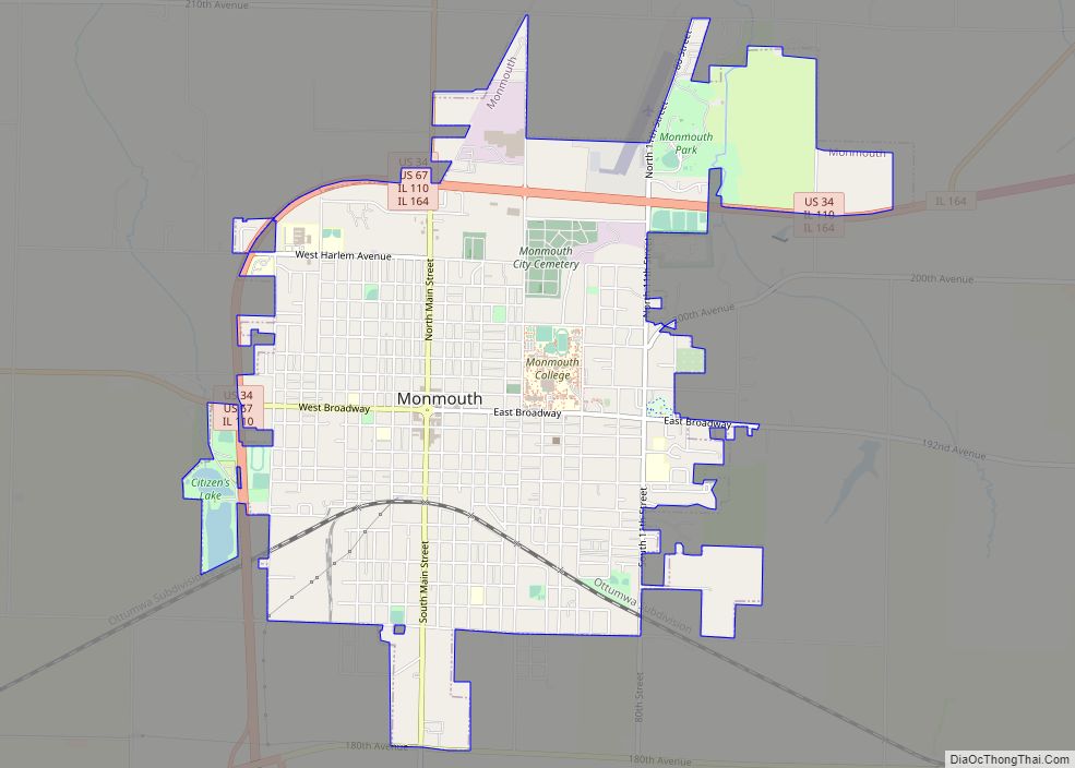 Map of Monmouth city, Illinois