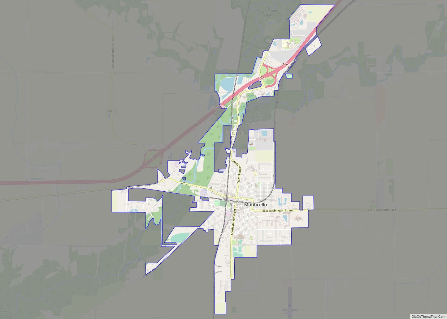 Map of Monticello city, Illinois