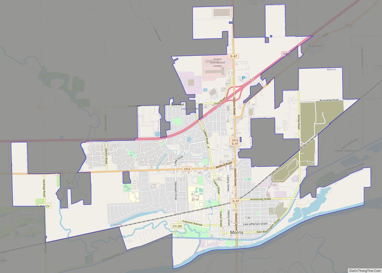 Map of Morris city, Illinois