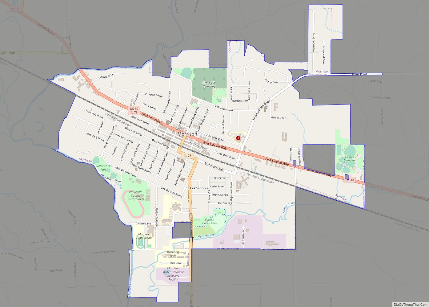 Map of Morrison city, Illinois