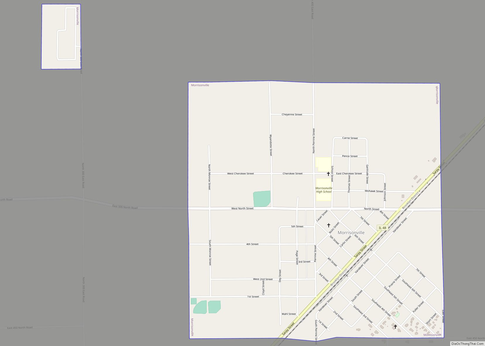 Map of Morrisonville village, Illinois