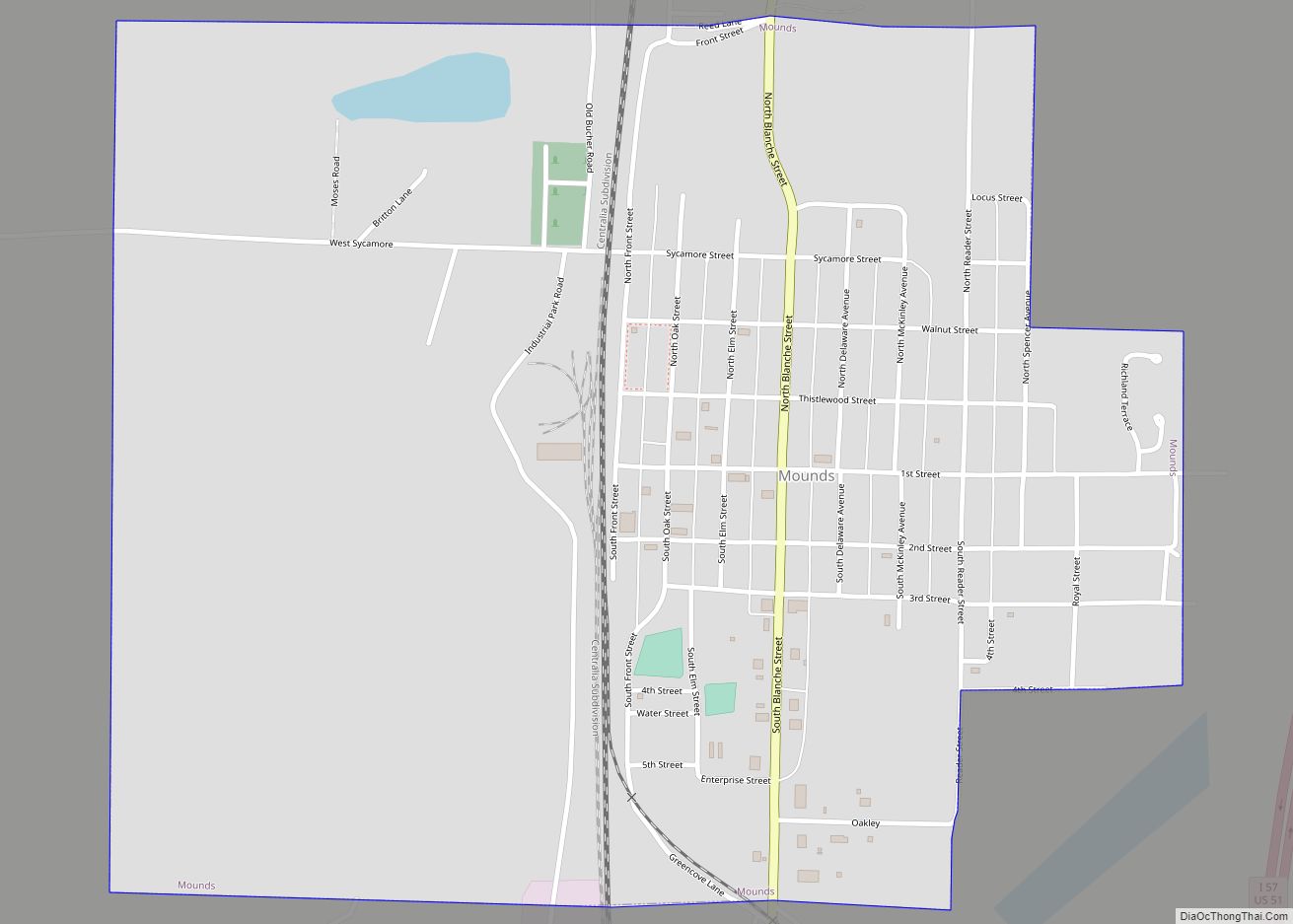 Map of Mounds city, Illinois