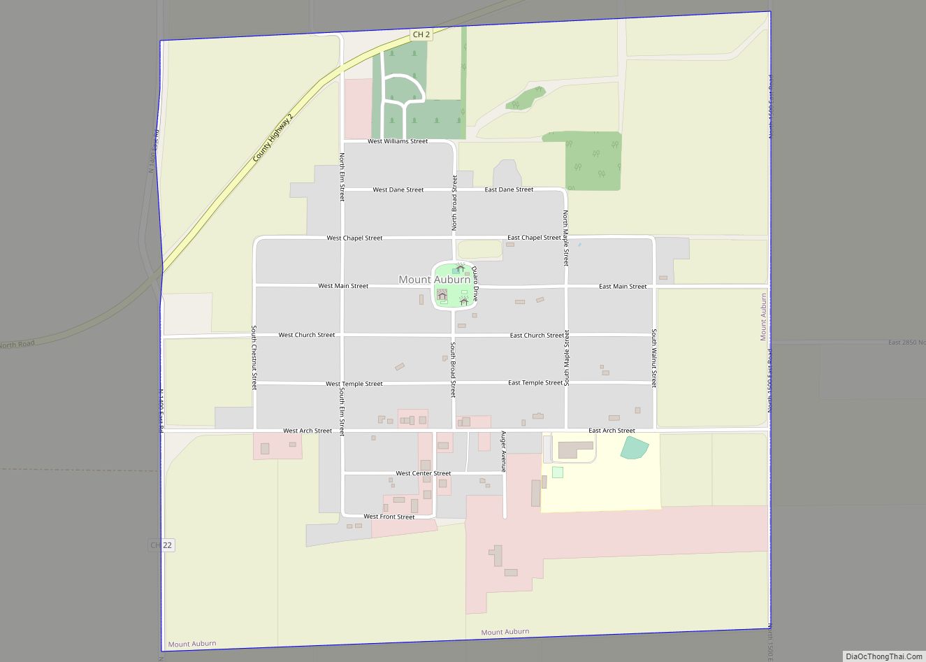 Map of Mount Auburn village, Illinois