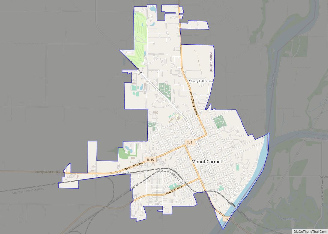 Map of Mount Carmel city, Illinois