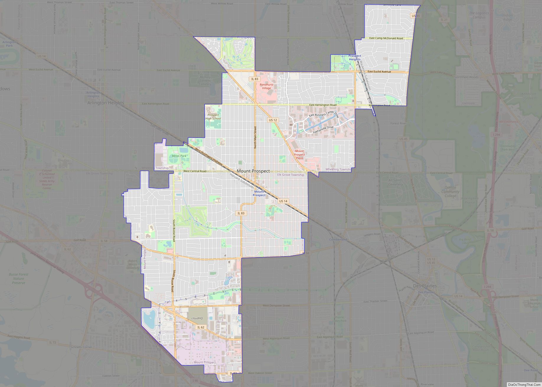 Map of Mount Prospect village