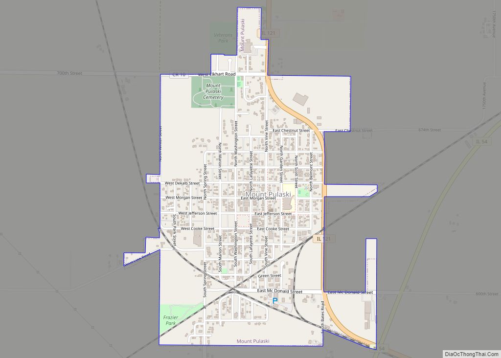 Map of Mount Pulaski city