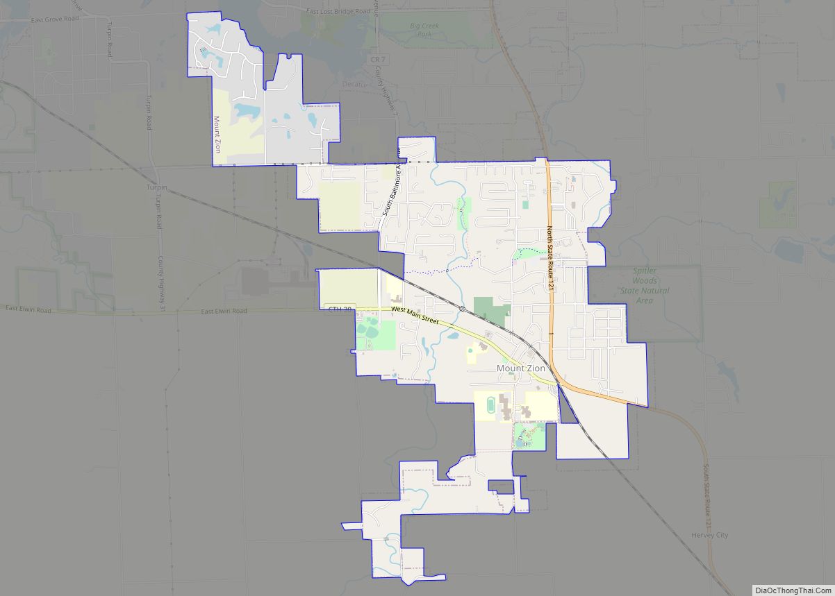 Map of Mount Zion village, Illinois