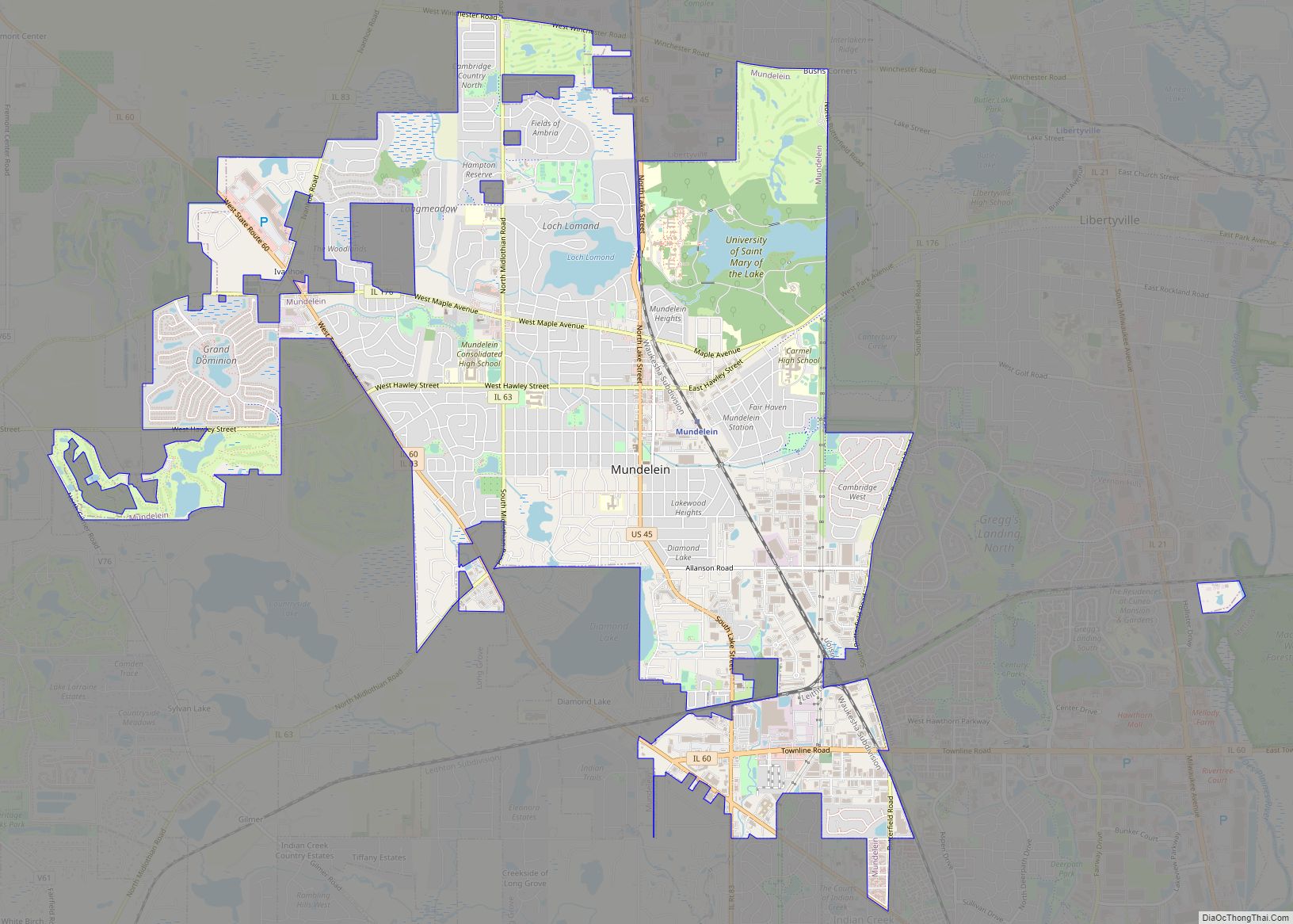 Map of Mundelein village