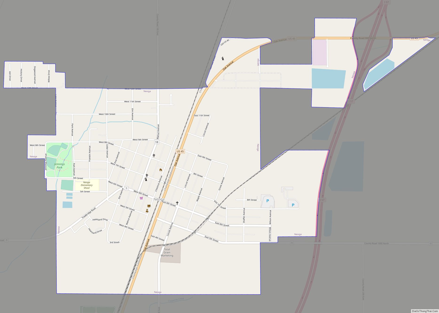 Map of Neoga city