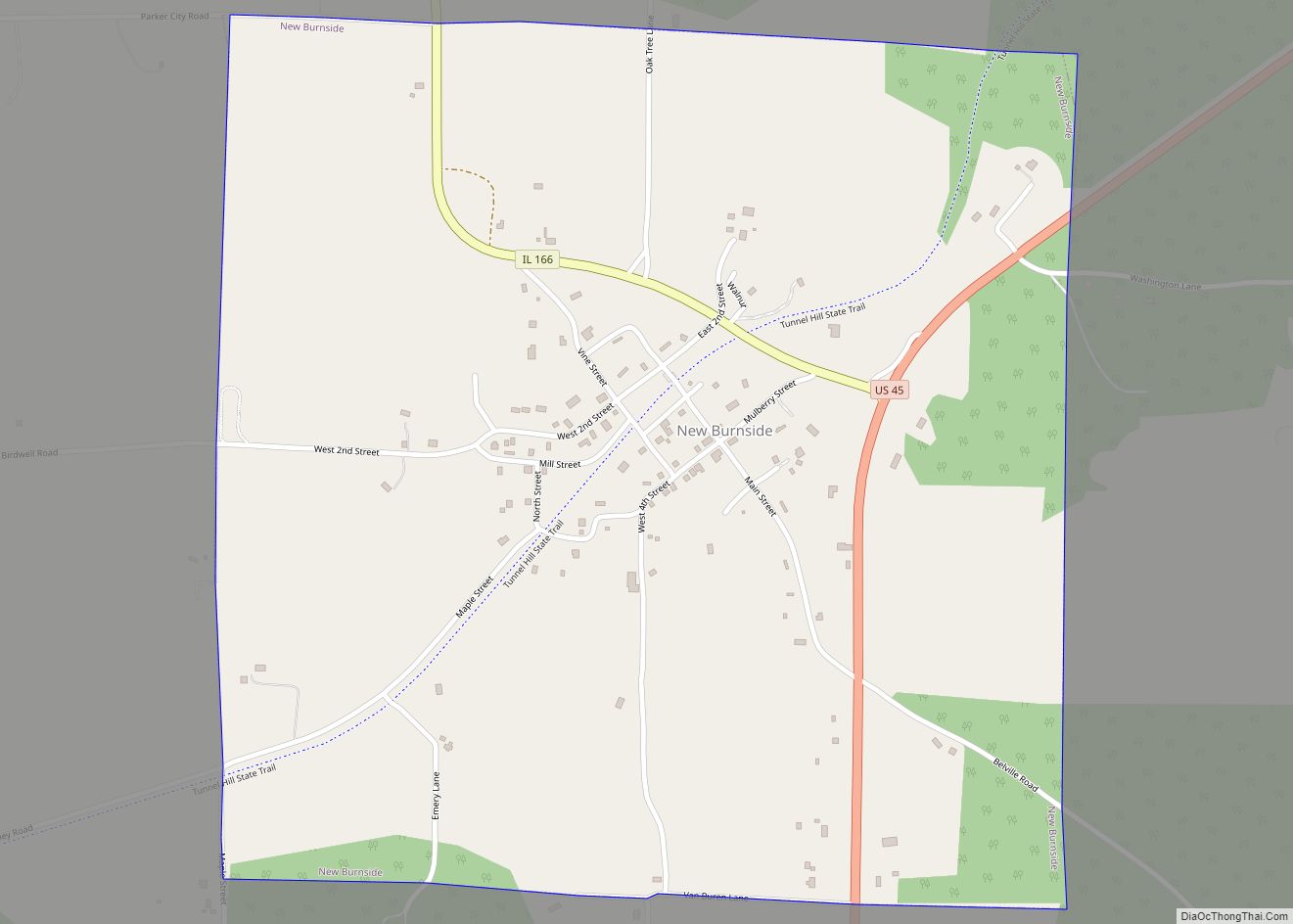 Map of New Burnside village