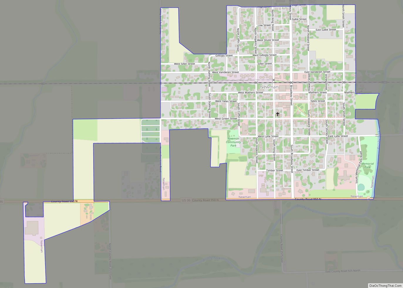 Map of Newman city, Illinois