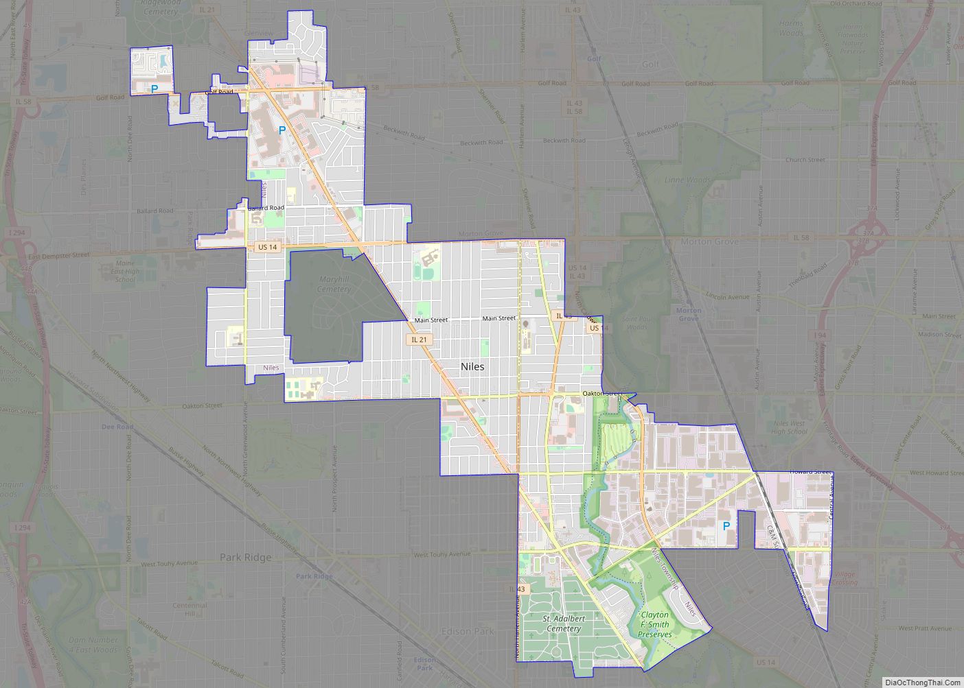 Map of Niles village